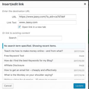 Adding affiliate links in wordpress