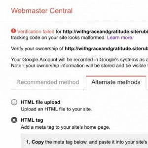 Using HTML Tag to Verifywebmaster Tools.